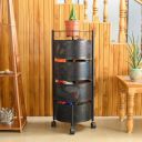 TEX-RO Kitchen Trolley with Wheels, Kitchen Organizer Items and Storage Solutions for Squre Kitchen Organizer and Kitchen Accessories Items (Round,Layer 4)...