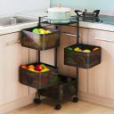 TEX-RO Kitchen Trolley with Wheels, Kitchen Organizer Items and Storage Solutions for Squre Kitchen Organizer and Kitchen Accessories Items (Black,Layer 4)...