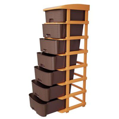 TEX-RO Plastic Modular Drawer Storage Chest Of Drawers Organizer Storage Box 7 Layer