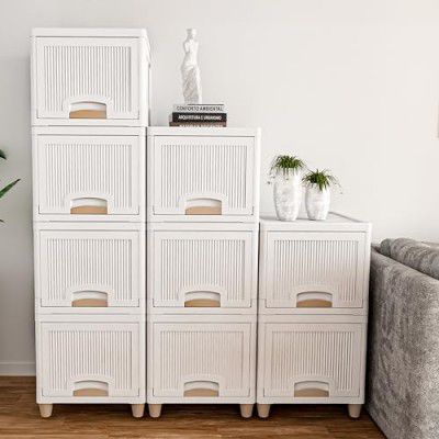 TEX-RO Plastic Wardrobe for Clothes: Versatile Plastic Cupboard for Storage Organizer & Organisers Storage Box (White, 4XL)