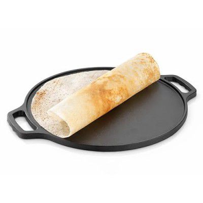 TEX-RO Pre-Seasoned Super Smooth 12”, 2.5 kg Cast Iron Tawa for Dosa/Roti, with Handle, Naturally Non-Stick Loha Tawa for Healthy Cooking, Non-Toxic Cookware Utensil, Less Oil Usage