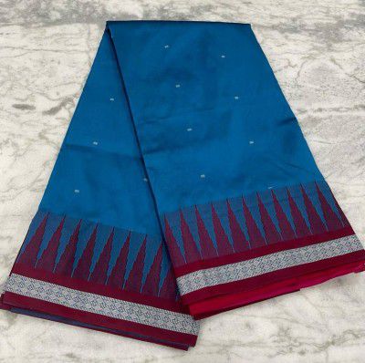 TextileWonders Temple Border Sambalpuri Art Silk Saree  (Dark Blue)