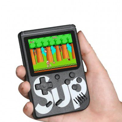 Texton Colourful LCD Screen USB Rechargeable Portable Retro Battery Handheld Console Sup Port Video Game with 400 in 1 Classic Old Games Black