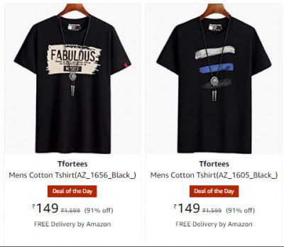 Tfortees Mens T-shirts Upto 90% Off + Apply 5% Coupon