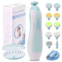 TFW Baby Nail File Electric Nail Trimmer Manicure Set with Nail Clippers, Toes Fingernails Care Trim Polish Grooming Kit Safe for Infant Toddler Kids or Women, LED Light and 10 Grinding Heads (White/T...