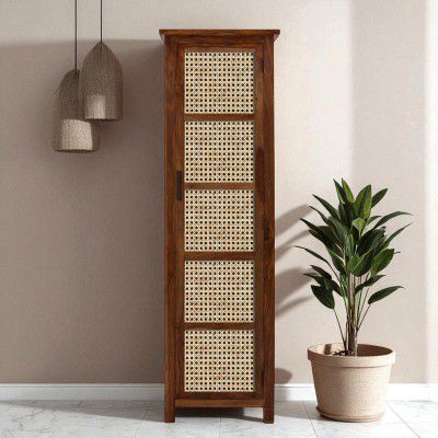 The Attic Arkansas Kitchen Cabinet with Cane Multipurpose Cabinet for Bedroom Living Room Study bar, Solid Wood Bookshelf/Kitchen Cabinet, Honey Matte Finish