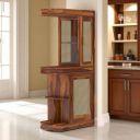 The Attic Jaigarh Bar Cabinet, Hard and Soft Drinks Bar Storage Cabinet, Wine Wisky Scotch, Round Bar for Home, Honey Finish...