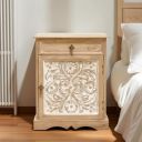 The Attic Jodhpur Bedside, Multipurpose for Living and Bed Room, Solid Wood, Natural Matte Finish...