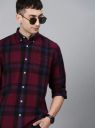 THE BEAR HOUSE Men Slim Fit Checkered Cut Away Collar Casual Shirt...