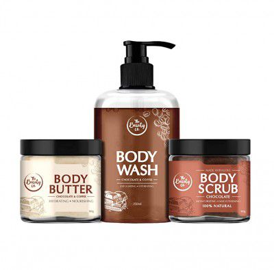 The Beauty Co. ChoCo Addiction Body Combo for Naturally Glowing Skin (Body Scrub + Body Wash + Body Butter)