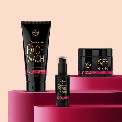 The Beauty Co. Dwine Trio Combo (Dwine Face Scrub 100gm,D’wine Face Gel Cream 30gm and Dwine Face Wash 100ml)