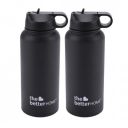 The Better Home 1000 Stainless Steel Insulated Sipper Water Bottle for Adults and Kids 1 Litre (Pack of 2, Black)...