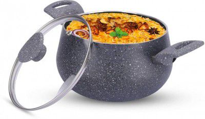 The Better Home (3L) Non Stick Biryani Handi With Lid, Induction Cookware, Big Biryani Pot Handi 3 L with Lid (Aluminium, Non-stick, Induction Bottom)