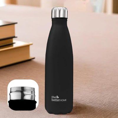 The Better Home 500 ml Thermosteel Bottle | Doubled Wall 304 Stainless Steel | Stays Hot for 18 Hrs & Cold for 24 Hrs | Rustproof & Leakproof | Insulated Water Bottles for Office, Travel | Black
