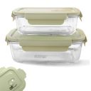 The Better Home Borosilicate Glass Lunch Box Set of 2 (680ml & 1040ml, Green)...