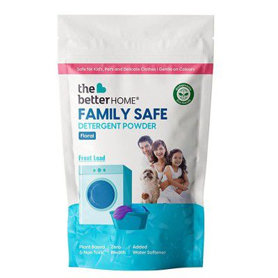 The Better Home Family Safe Detergent Powder for Front Load Washing Machine | For Delicate and Coloured Laundry | Removes Stains, Keeps Clothes Soft | Non Toxic and Eco Friendly | 900 GM