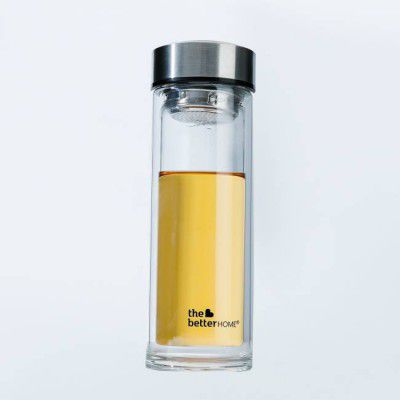 The Better Home Glass Water Bottle With Tea Infuser and Sleeve (450ml)