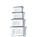 The Better Home (Pack of 4 Food Containers | Storage Box for Fridge | Vegetable Fruit Boxes | Refrigerator Storage Box | Containers With Lid | Handheld Strainer Basket| Transparent...