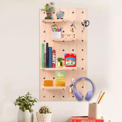 The Better Home Pinewood Pegboard Wall Organizer(32 * 16inch) Wooden Shelf for Wall