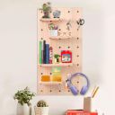 The Better Home Pinewood Pegboard Wall Organizer(32 * 16inch) Wooden Shelf for Wall...