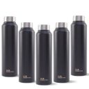 The Better Home Steel Water Bottle | Water Bottle 1 Litre | Black | Pack of 5...