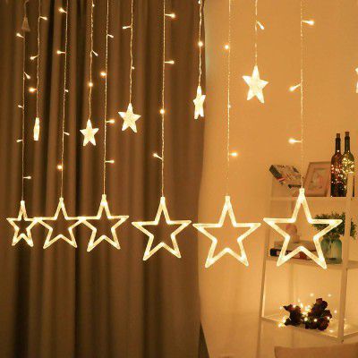 The Bright Storey ® 12 Stars Lights, Curtain String Lights for Bedroom with 8 Lighting Modes - Warm White