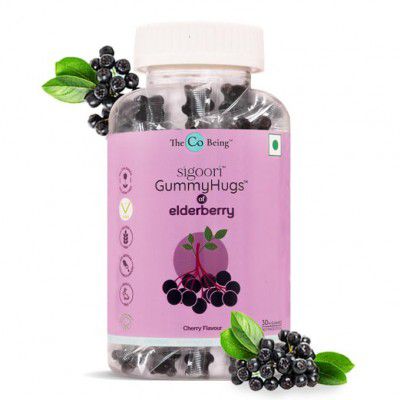 The Co Being, Elderberry GummyHugs, Immunity Boosters for Kids and Adults, Vegan, Contains Pure Elderberry Extract, Boosts Immunity, Provides Relief From Cold and Flu, 30 Gummies, Cherry Flavour