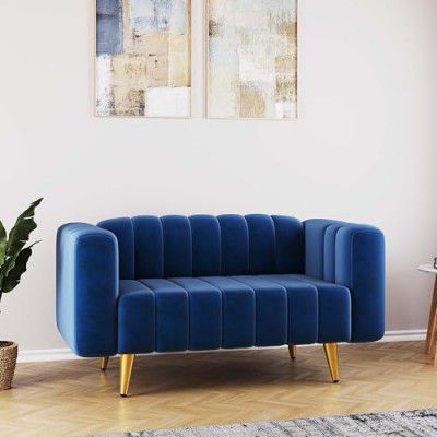 The Couch Cell Azure Two Seater Sofa (Blue) - 2, Suede, 2 Seater