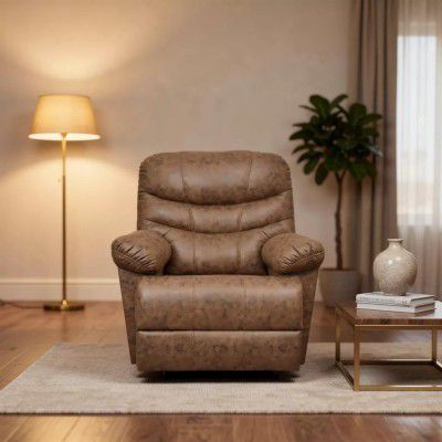 The Couch Cell | Motorized Recliner Chair | Tan Suede Electric Recliner | Push Button Single Seater Recliner | Senior Citizen Friendly Recliner for Living Room Bedroom Seating