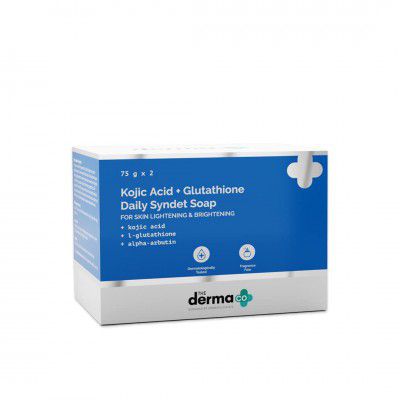 The Derma Co Kojic Acid + Glutathione Daily Syndet Soap | Brightens Skin | For Men & Women | 75 g x 2