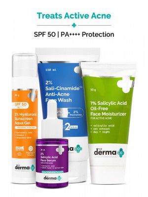 The Derma co. Set Of 4 Sunscreen Gel, Face Wash, Serum & Moisturizer Combo