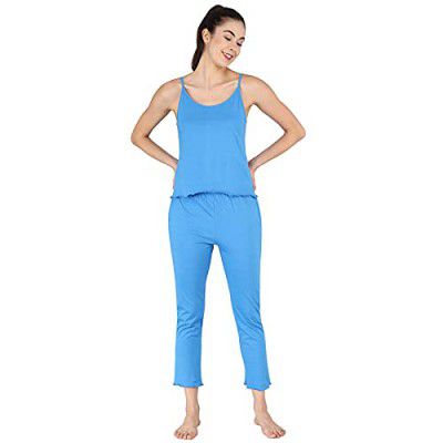 THE DRY STATE Women Cotton Blue Color Solid T-Shirt