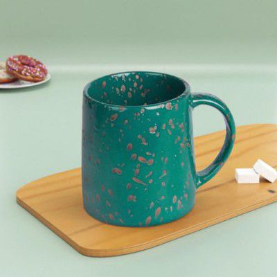 The Earth Store 320ml Speckle Green Ceramic Coffee Mug for Coffee Tea Mug, Microwave Safe Coffee Mug (Set of 1)