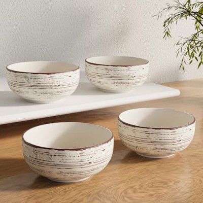 The Earth Store Brown Spiral Ceramic Bowl 150 ML, Set of 4