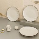 The Earth Store Creme Matte Ceramic Dinner Set 8 Pieces Serving for 4 Microwave & Dishwasher Safe, Bone-Ash Free, Crockery Set for Dining and Gifting