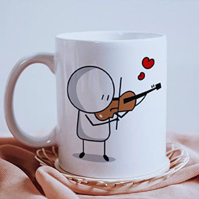The Earth Store Cuddle Series Violin Printed Cute Coffee Mug