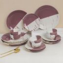 The Earth Store DT Magenta Italian Ceramic Dinner Set of 18 Pieces Serving for 6, Microwave and Dishwasher Safe Plates & Bowls...
