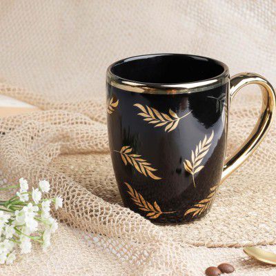 The Earth Store Golden Vine Ceramic Coffee Mug Set of 1, 250ML 