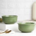 The Earth Store Green Fringe Ceramic Bowl Set of 2, 550ML Each | Snack Bowl...