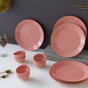 The Earth Store Spiral Pink Set of 12 Piece Ceramic Dinner Set, 6...