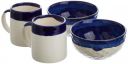 The Earth Store Studio Pottery Dual Tone White and Blue Coffee Mug with Snack Bowl- Set of 2 Each...