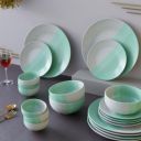 The Earth Store Tritone Green Matte Marble 21 Piece Ceramic Dinner Set, 6 Full Dinner Plates...
