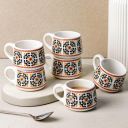 The Earth Store Velora Ceramic Tea Cup Set of 6, 150 ML Each, Microwave and Dishwasher Safe Coffee Cups...