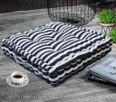 The Furnishers Weaved Quilted Floor Cushion 50x50x10 cm Navy Blue Stripe with Cotton Filler Large Size for Seating, Patio Seat, Meditation, Yoga, Pooja, Guests, Living Room, Bedroom...