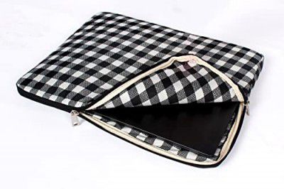 The Furnishing Tree Laptop Sleeve Case Pouch Zippered Cover for 8 inch Laptop Waterproof Polyester Fabric Check Pattern