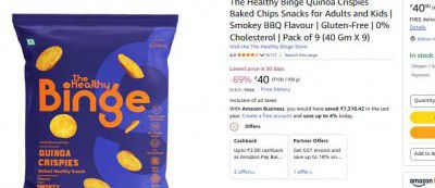 The Healthy Binge Quinoa Crispies Baked Chips Snacks for Adults and Kids | Pack of 9 (40 Gm X 9)
