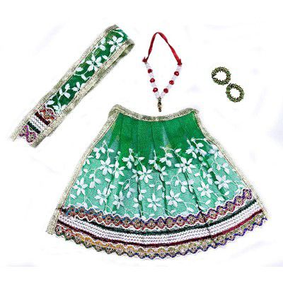 The Holy Mart Durga Devi Net Lehanga with Chunri (5) Embroidered with Mala Bangles