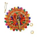 The Holy Mart Laddu Gopal Dress Size 0-7 in Orange Embroided Silk with Mala and Bangles, Laddoo Gopal Key Dress Size 0-7 (Size 0)...