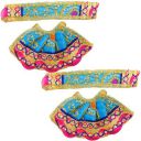 The Holy Mart Silk Laxmi Ganesh Dress Set Pair of 2 Dresses (Size 2: Multicolour), Embroided Dress Set of 2 Lehenga Patka...