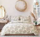 THE HOME STYLE Cotton Elastic Fitted All Around Printed King Size Double Bed Bedsheet wih 2 Pillow Cover (72"x78", Adam Cream)...